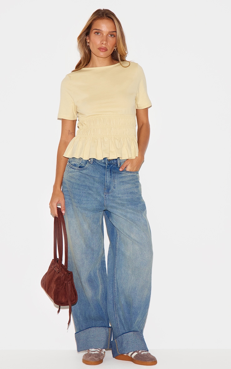 Washed Lemon Shirred Fitted T-shirt image 3