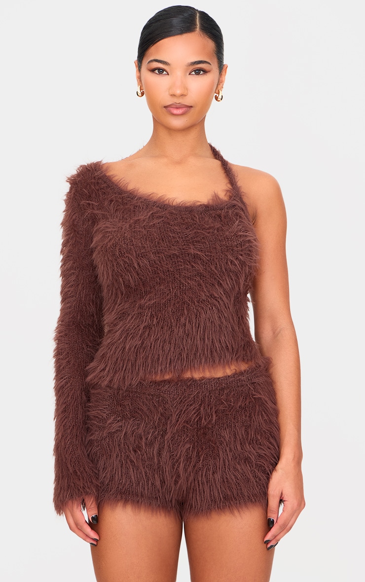 Chocolate Fluffy Knit Hot Pants image 4