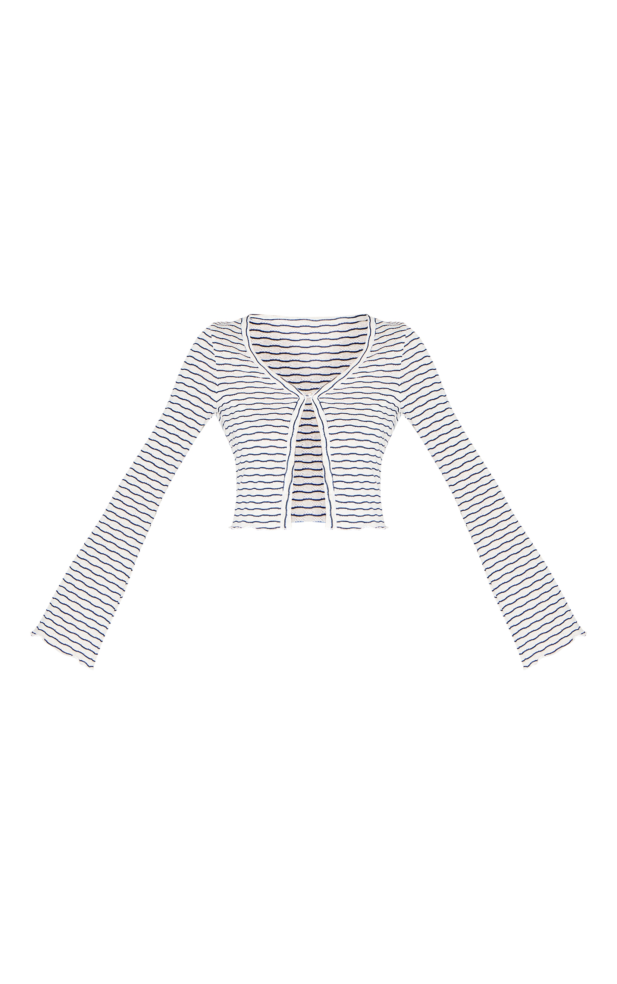 Navy Textured Striped Button Cardigan image 5