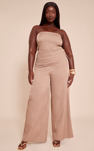 Plus Mushroom Woven Bandeau Tie Detail Jumpsuit