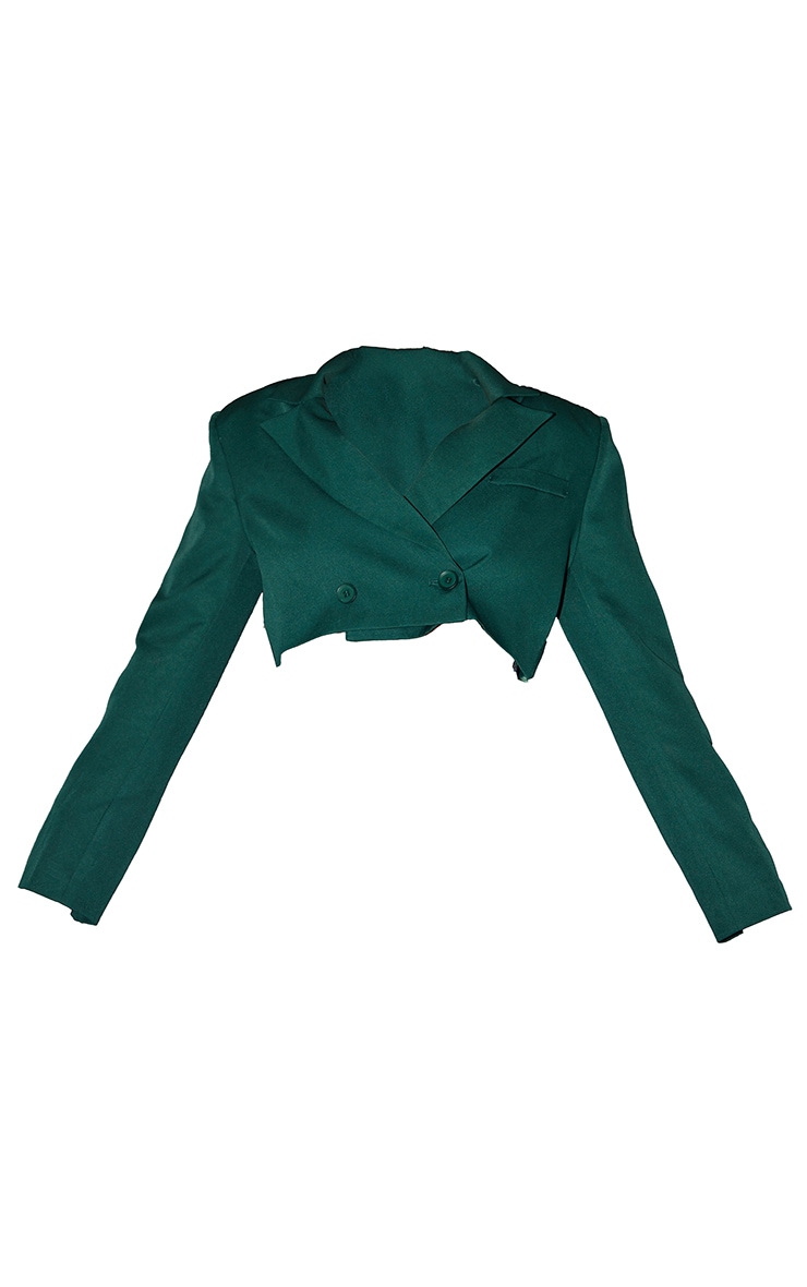 Forest Green Woven Cropped Oversized Blazer image 1