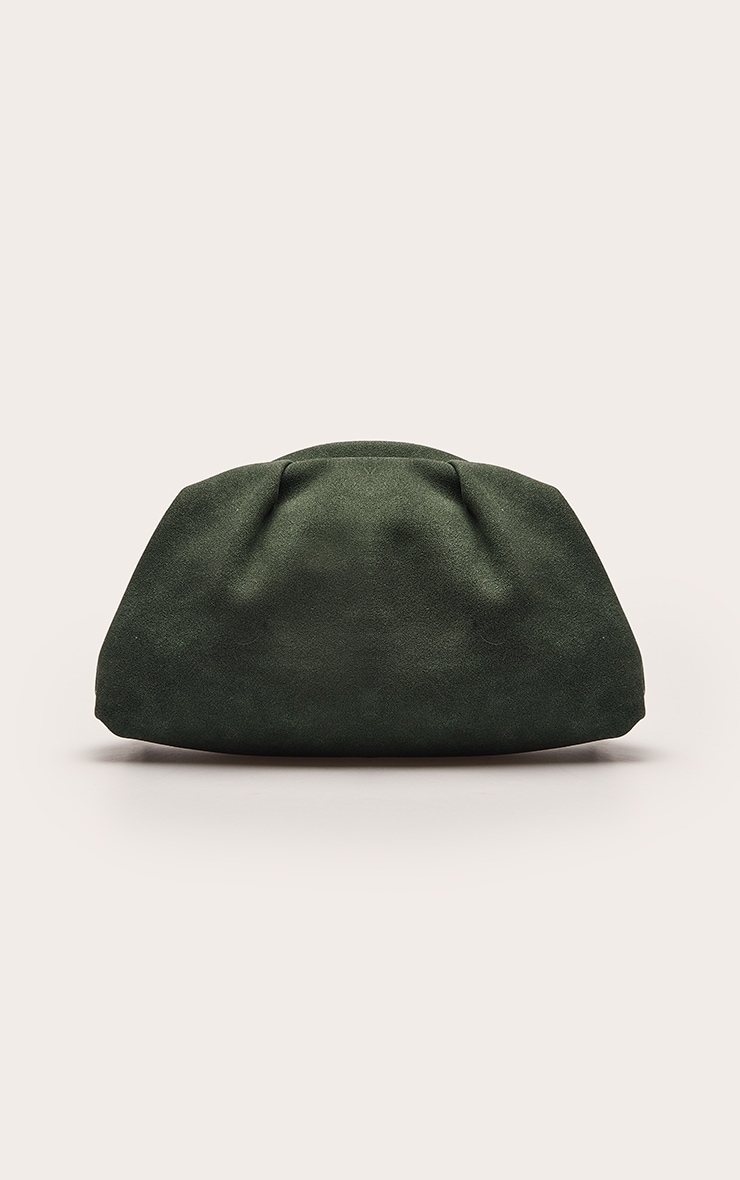 Forrest Green Faux Suede Hard Handle Clutch Bag image 2