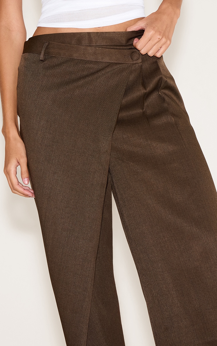 Khaki Woven Wrap Front Pants image 4