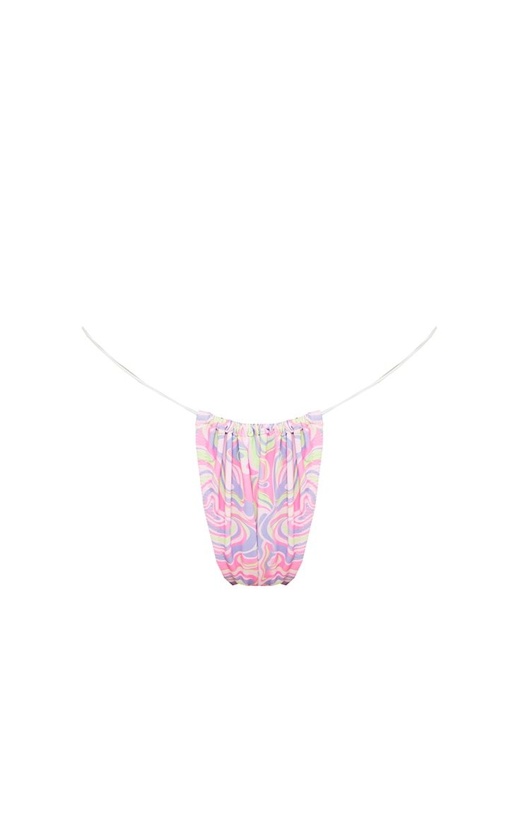 Bas de maillot de bain tanga à imprimé tourbillon rose image 6