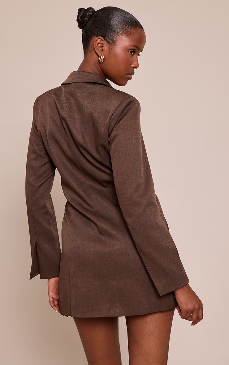 Chocolate Woven Blazer Side Tie Mini Dress image 2