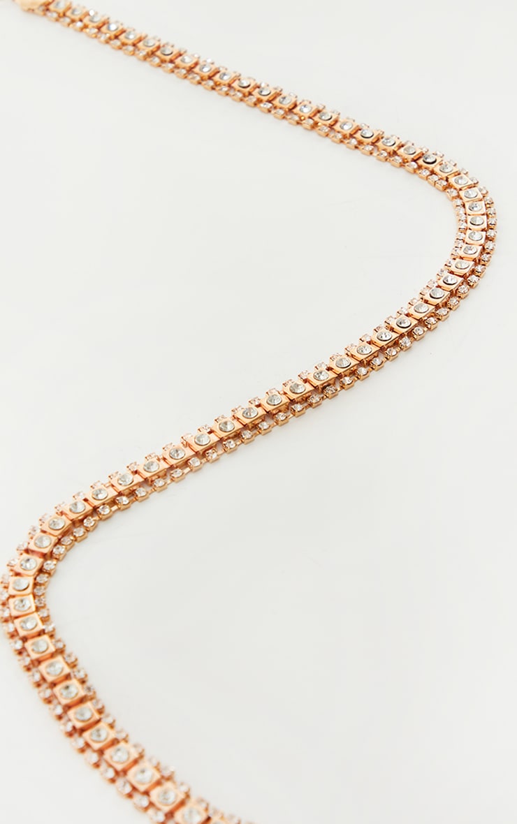 Gold Double Diamante Trim Chain Belt PrettyLittleThing