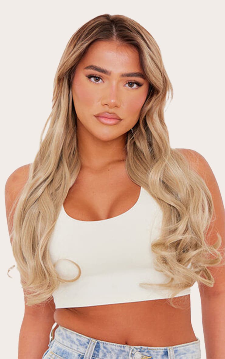Lullabellz 22" 5 Piece Super Thick Rooted Wavy Blow Dry Clip In Hair Extensions California Blonde image 1