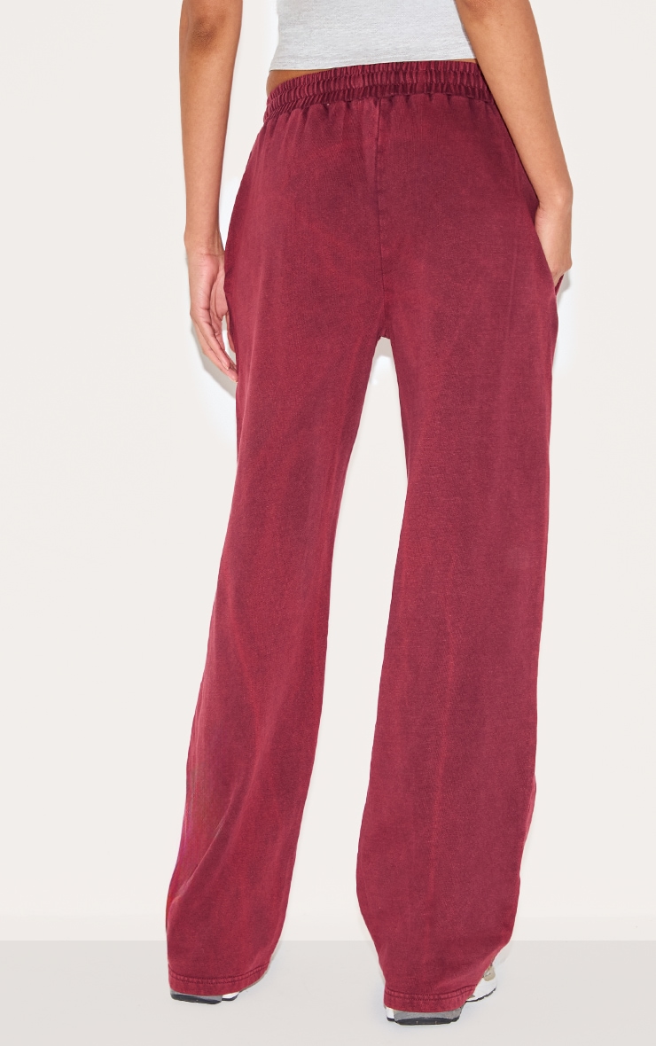 Burgundy Wash Wide Legged Sweatpants image 3