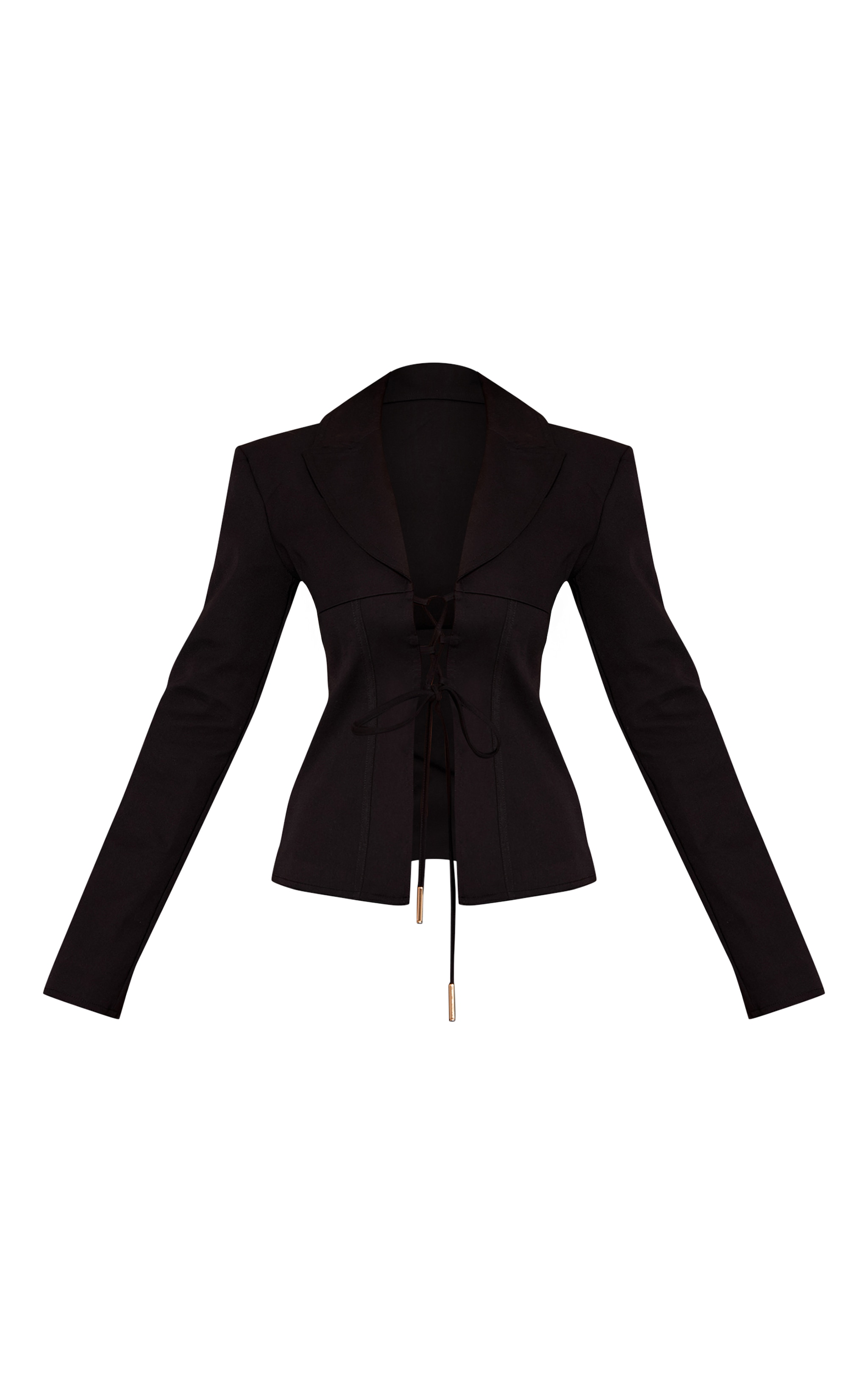 PLT Label Black Tailored Lace Up Corset Blazer image 5