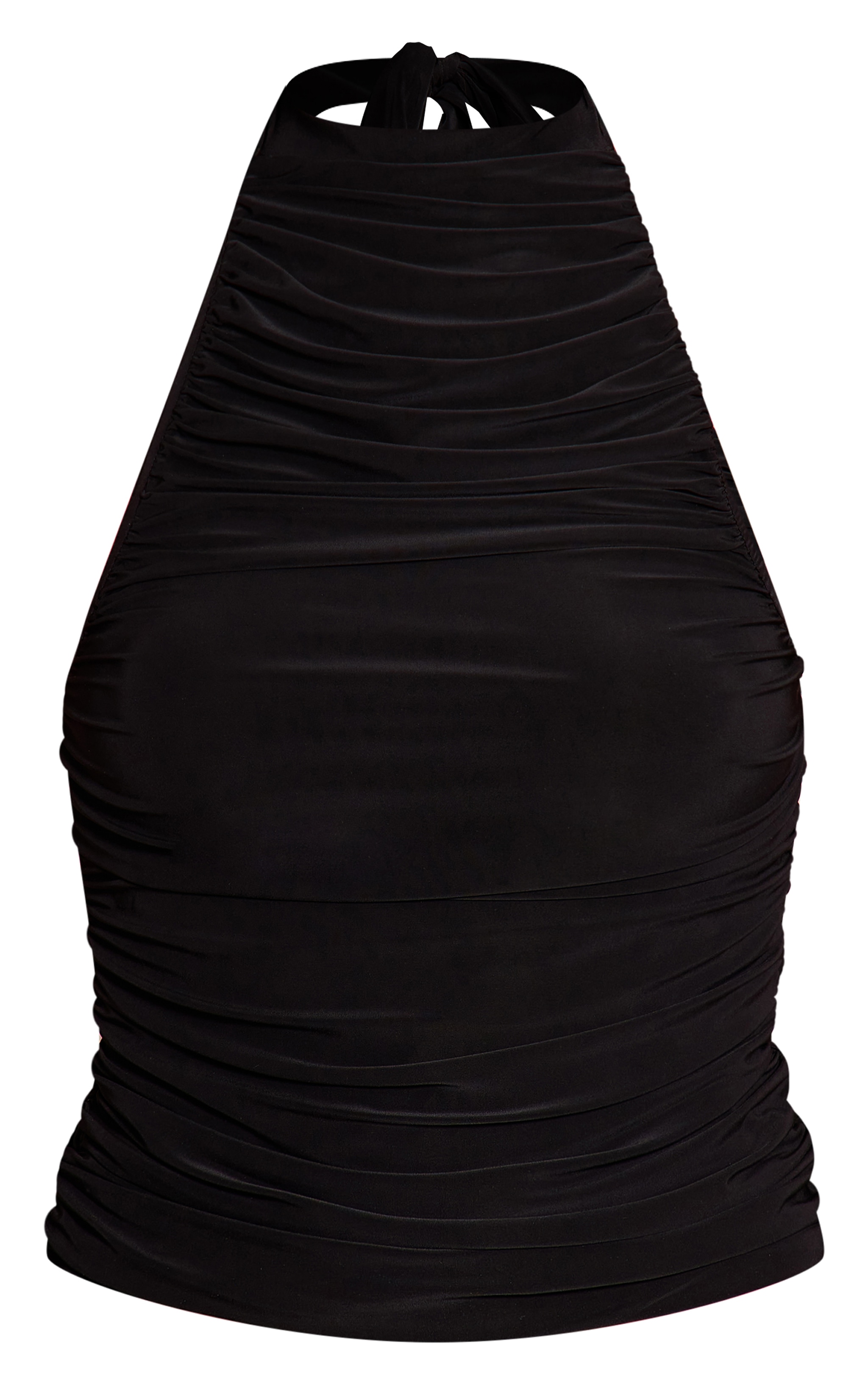Black Double Layer Slinky Highneck Drapey Long Top  image 5