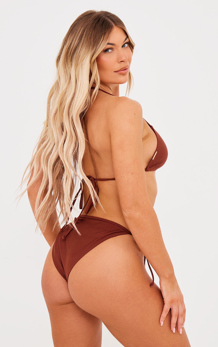 Deep Brown Mix & Match Tie Side Bikini Bottom image 2