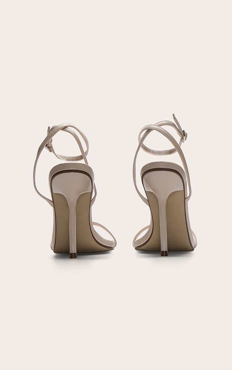 Sandales carrées en PU crème à talon haut et brides fines image 4
