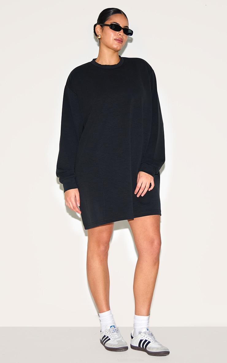 Plus Black Modal Long Sleeve Sweater Dress image 3