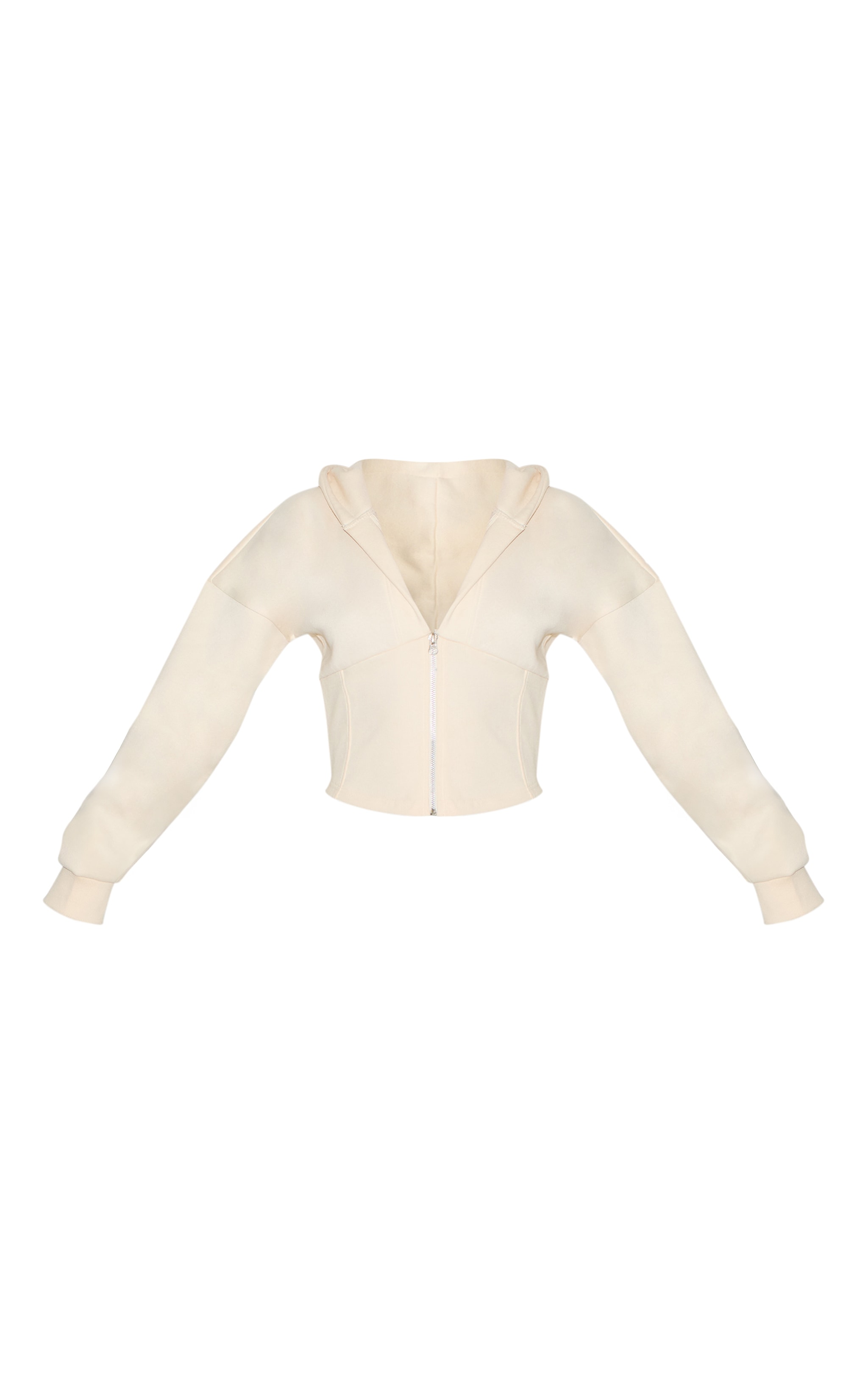 Tall Cream Corset Seam Detail Zip Hoodie image 5