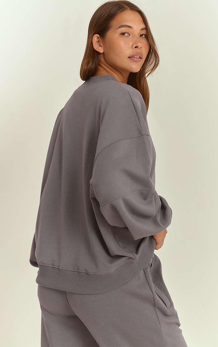 Charcoal Grey Interlock Crew Neck Sweatshirt image 2