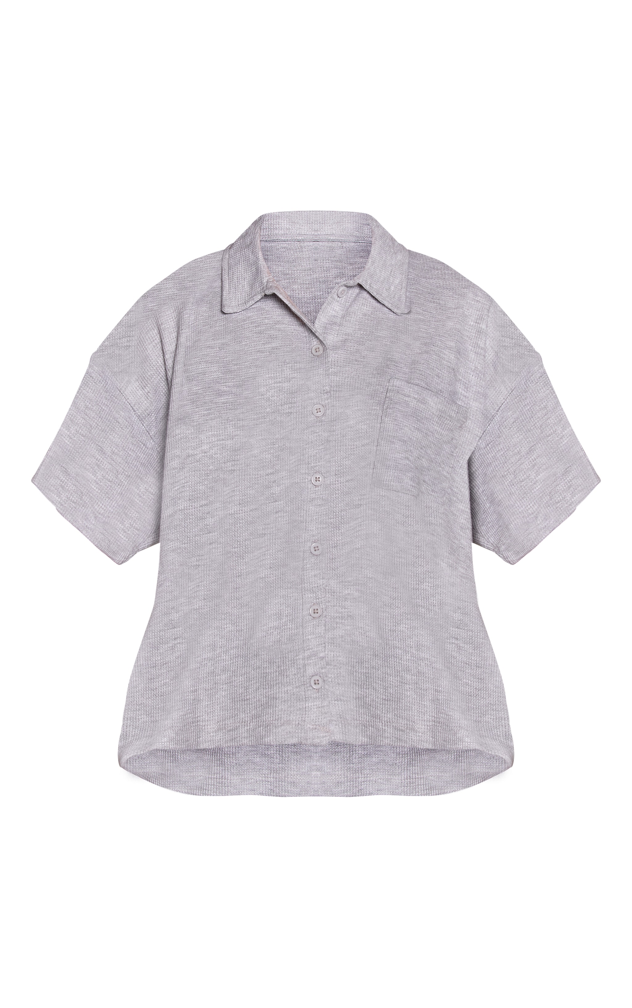 Ash Grey Waffle Short Sleeve Button Up Pyjama Shirt image 5