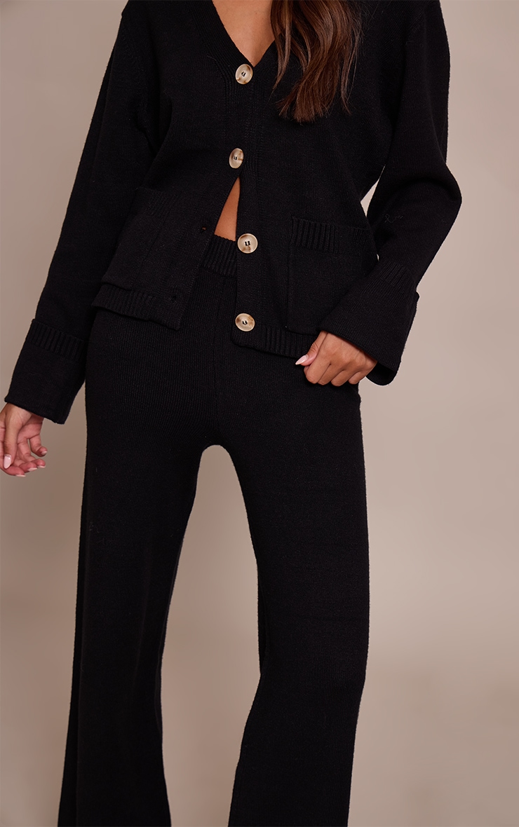 Black Wide leg Knit Pant image 4