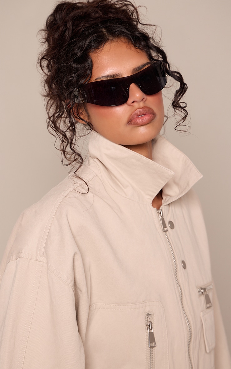 Black Exposed Lens Visor Sunglasses