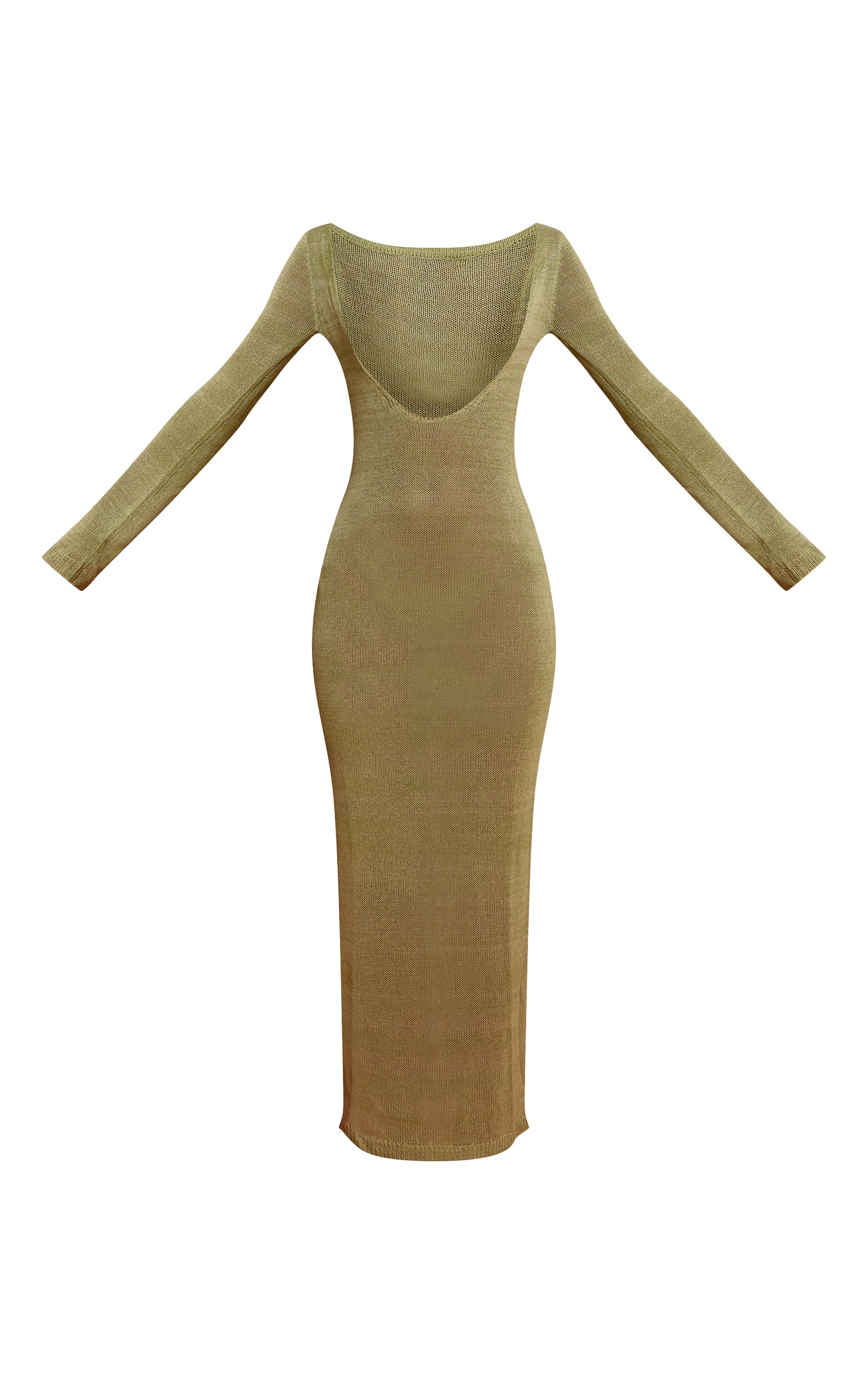 Robe de plage longue en maille tricot vert sauge à décolleté plongeant image 5