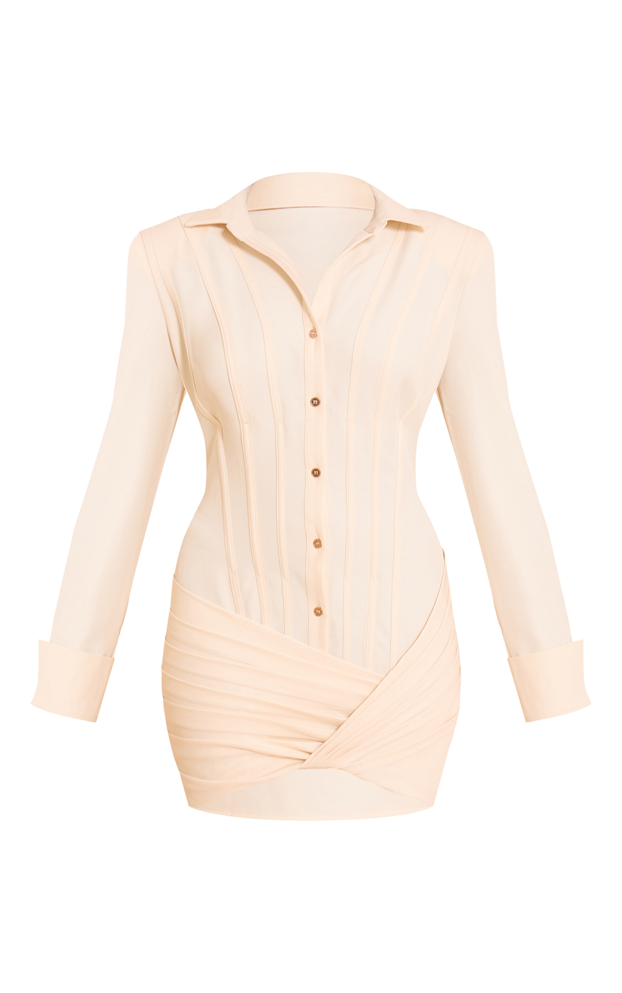 Robe chemise portefeuille tissée structurée crème au beurre image 5