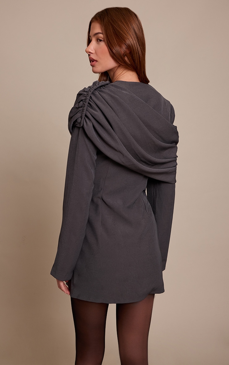 Grey Tailored Sash Detail Blazer Dress image 2