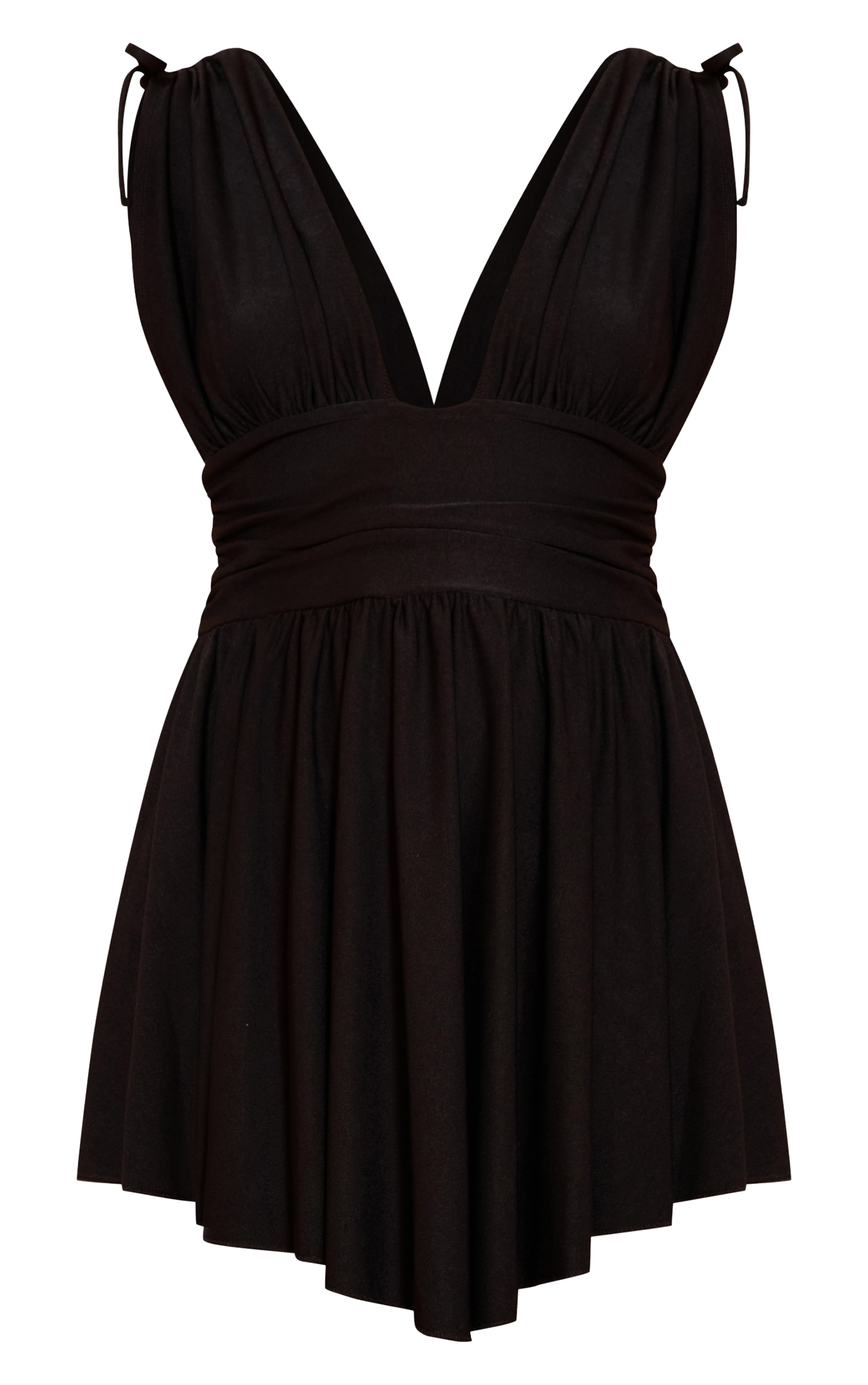 Black Jersey Plunge Neck Shift Dress image 5