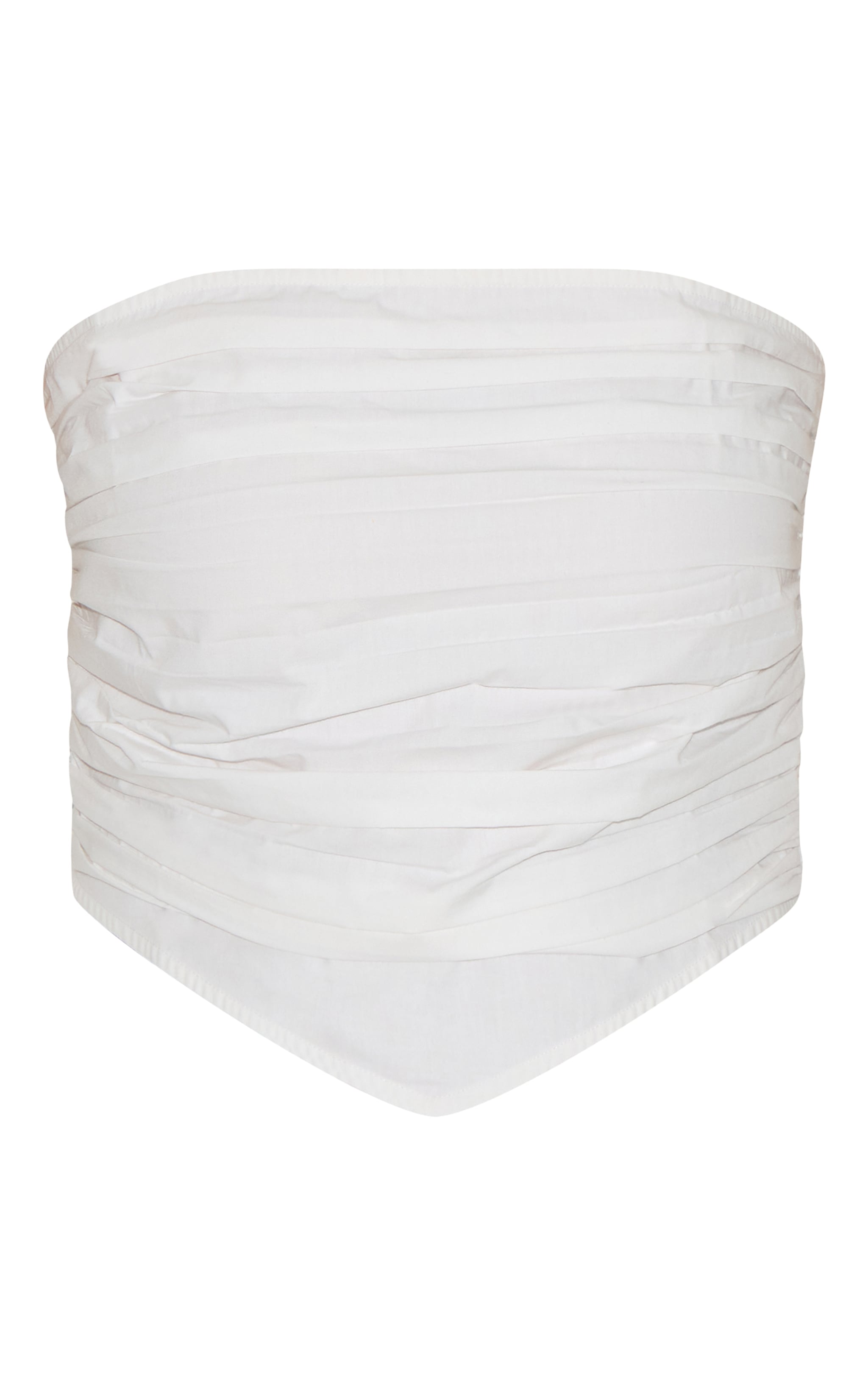 Top Bandeau en Popeline de Coton Blanc Grande Taille à Fronces Frontales image 5