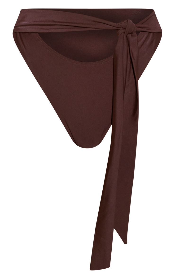 Chocolate High Waist Tie Detail Bikini Bottoms image 5