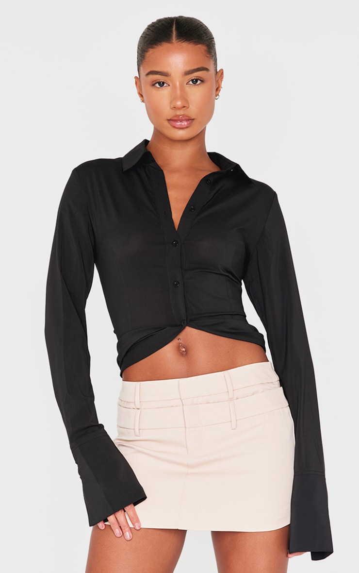 Stone Tailored Woven Double Waistband Mini Skirt image 4