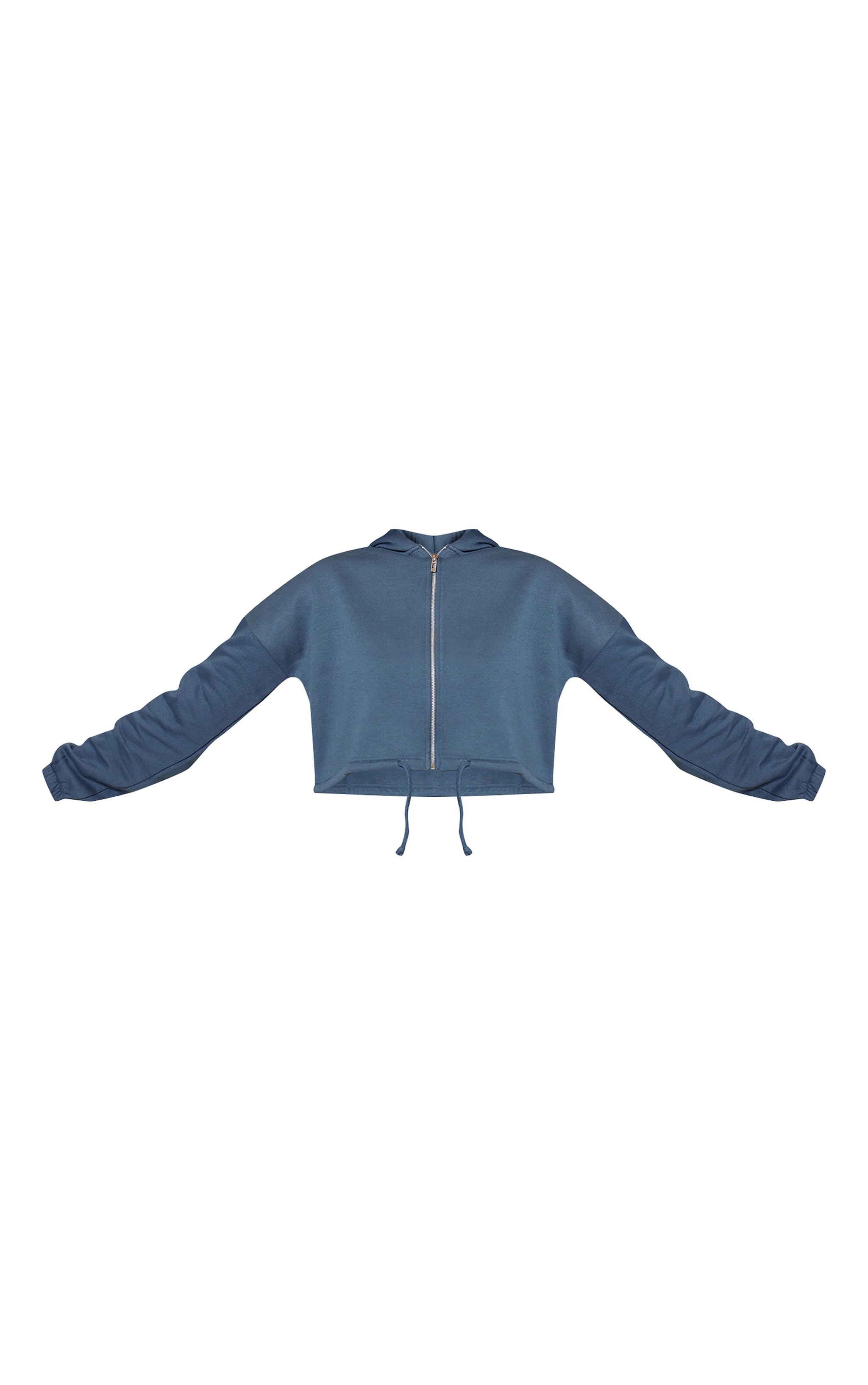 Ink Blue Toggle Waist Zip Up Cropped Hoodie image 5