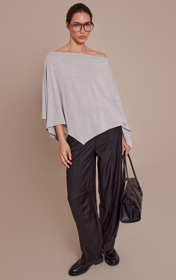 Grey Marl Jersey Oversized Cape Style Top  image 3