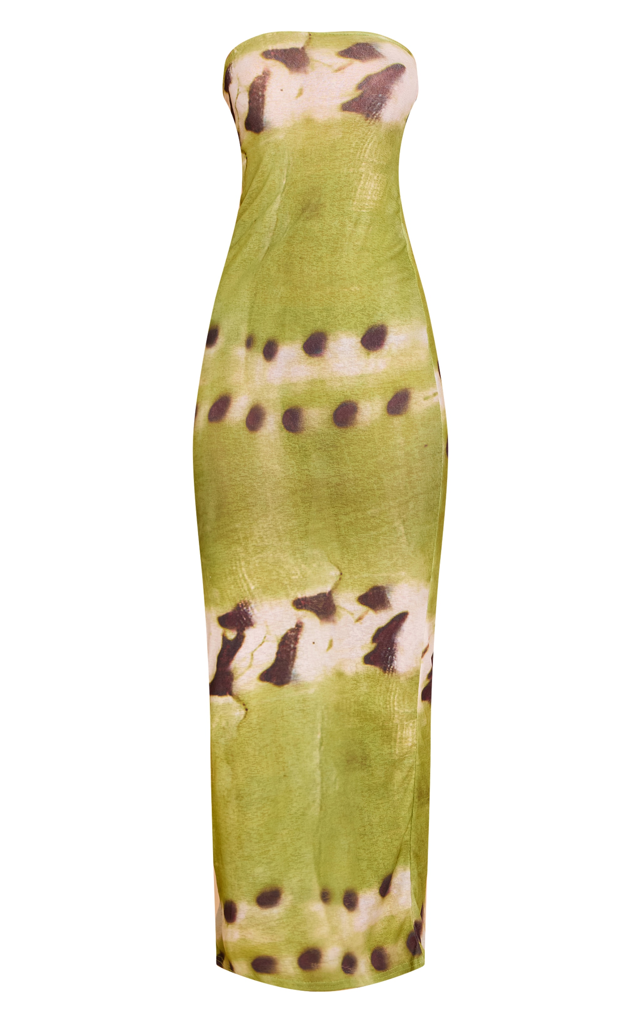 Green Printed Onion Skin Bandeau Floral Print Maxi Dress image 5