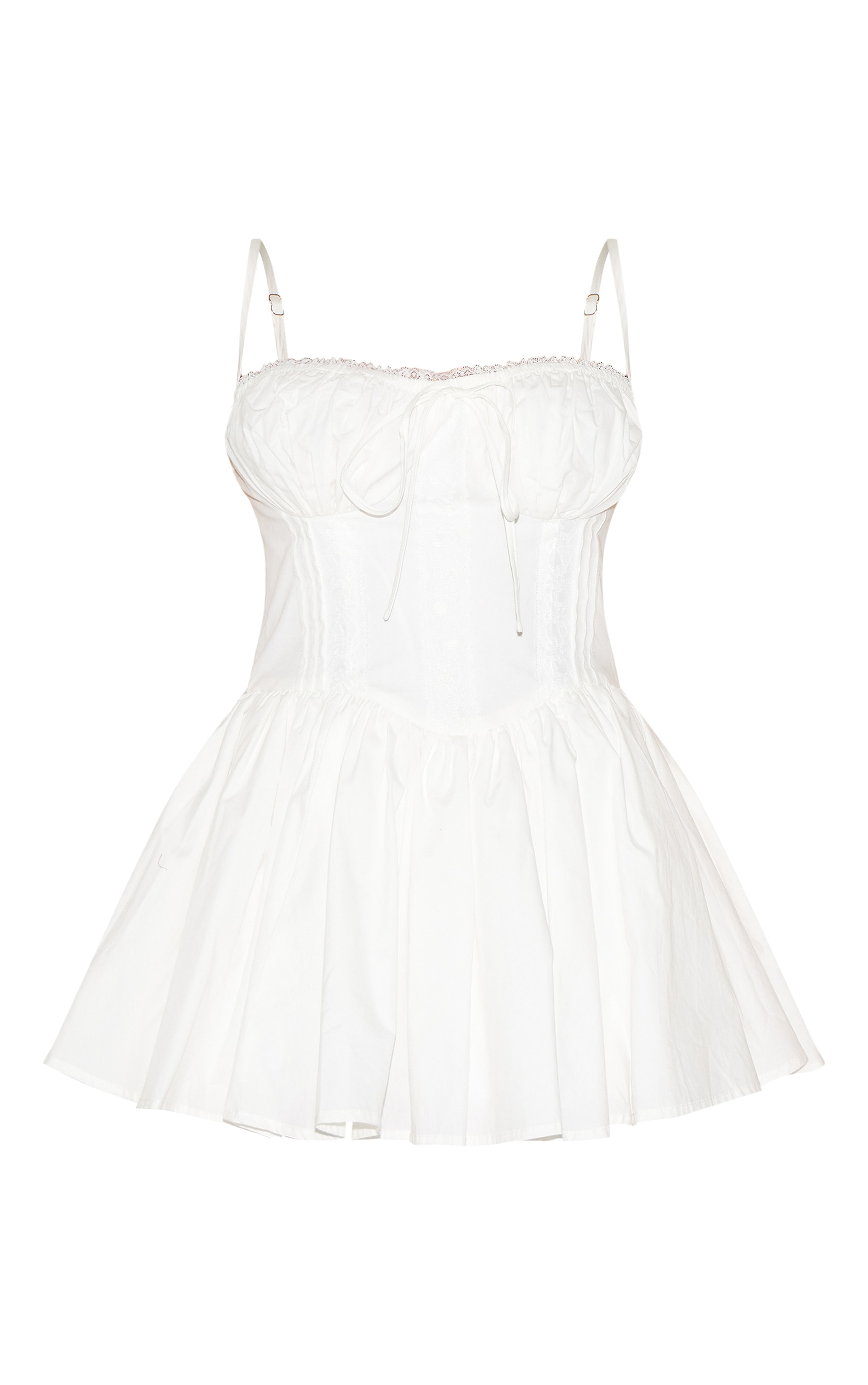 Petite White Lace Corset Detail Shift Mini Dress image 5
