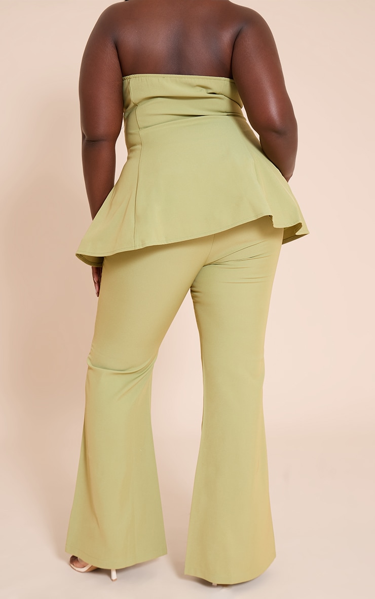 olive Woven Tailored Straight Leg Pants image 3