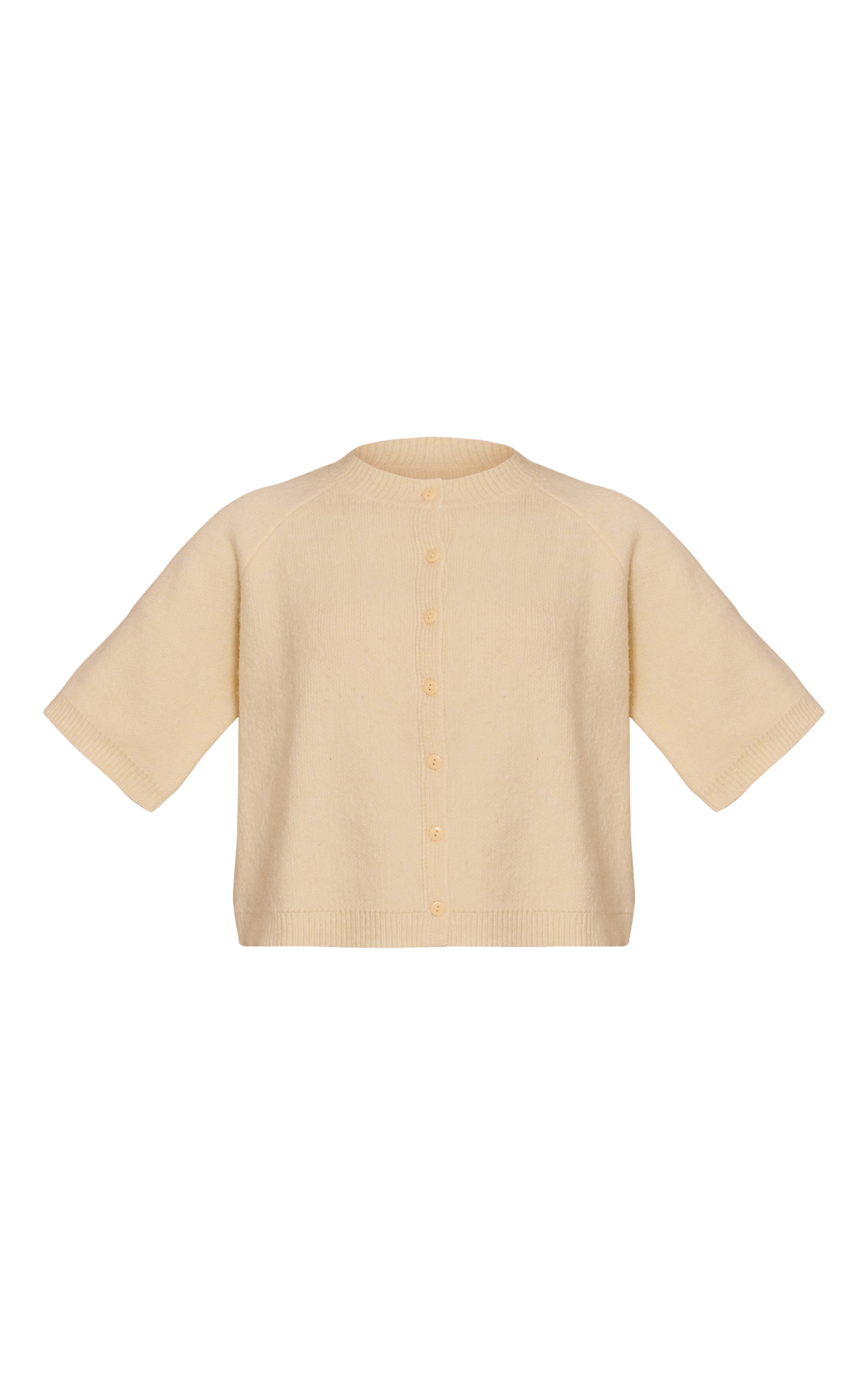 Cardigan en maille tricot douce jaune citron à manches courtes image 5