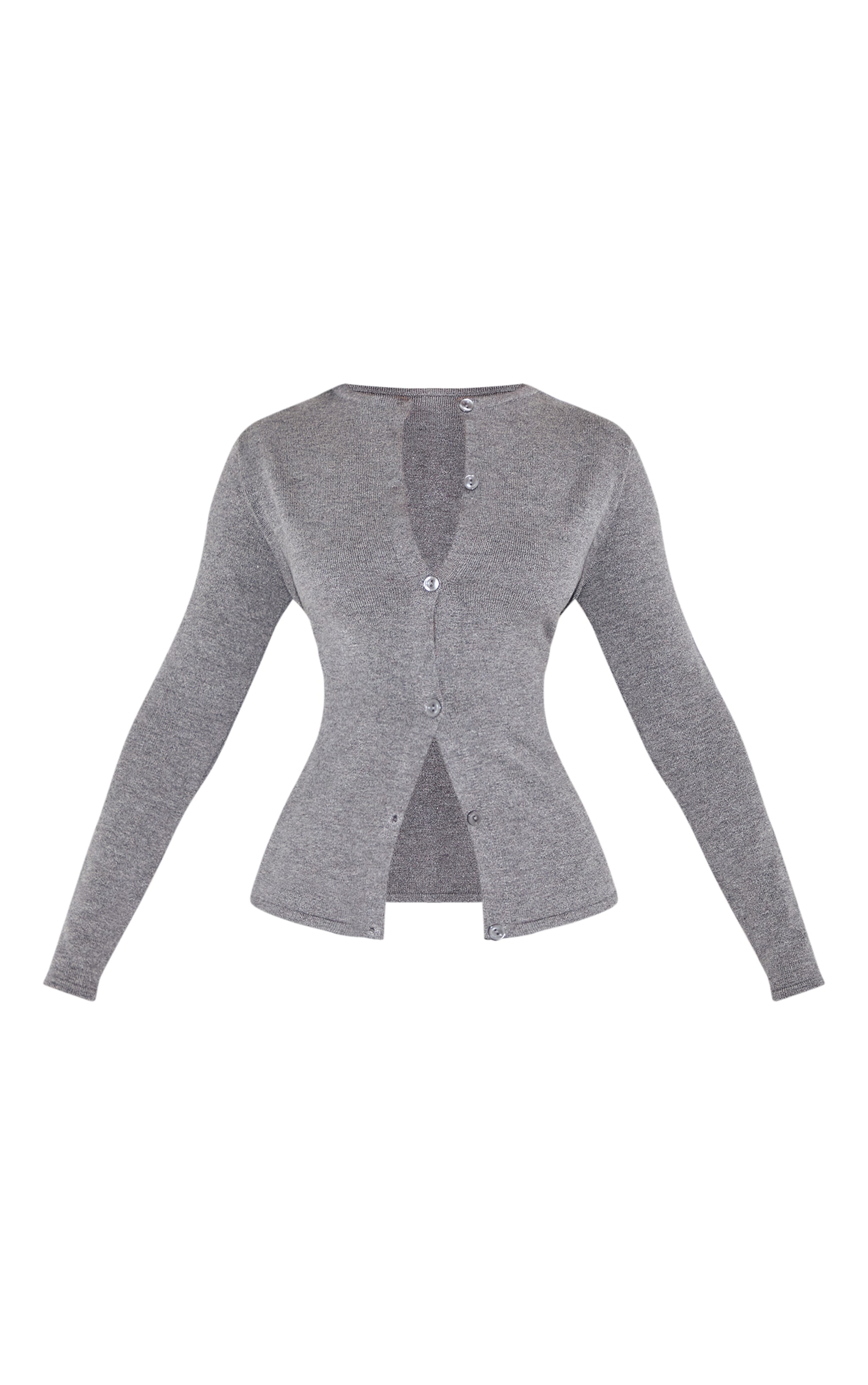 Petite Cardigan long en maille tricot fine gris anthracite image 5