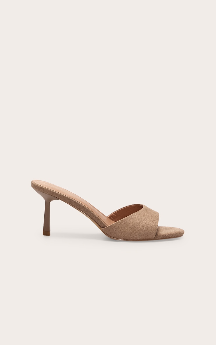 Wide Fit Mushroom Faux Suede Round Toe Mid Stiletto Heel Mules image 1