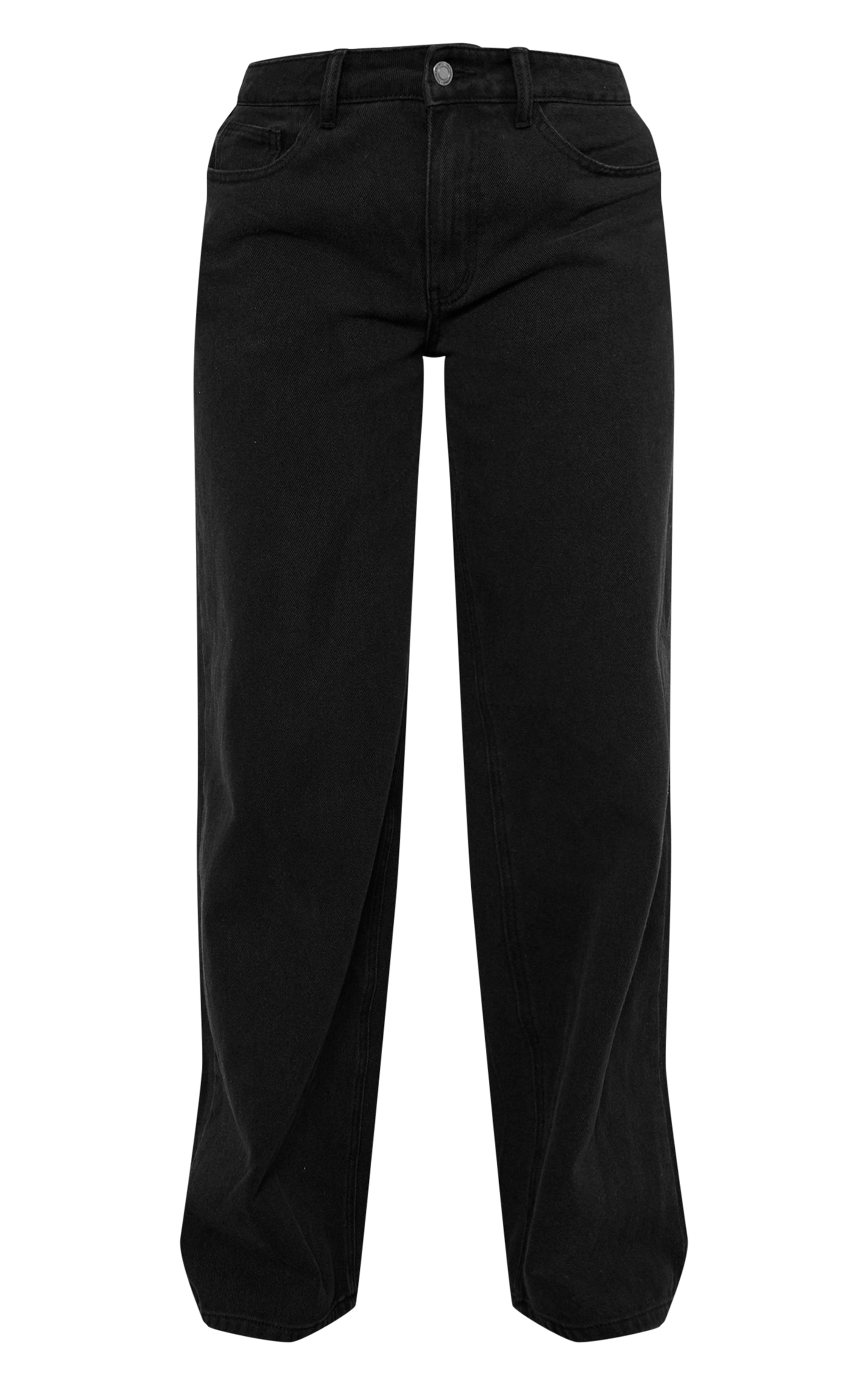 Tall Black Washed Mid Rise Wide Leg Jeans image 5