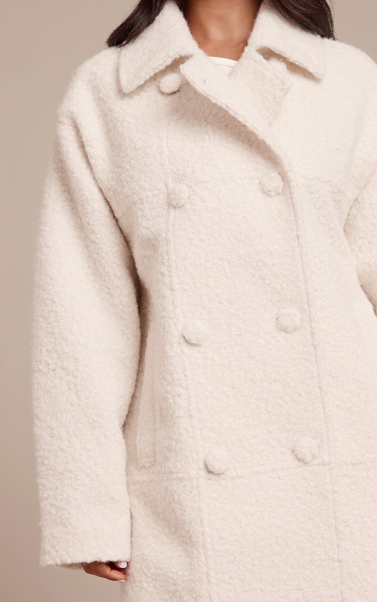 Petite Ecru Boucle Double Breasted Maxi Coat image 4