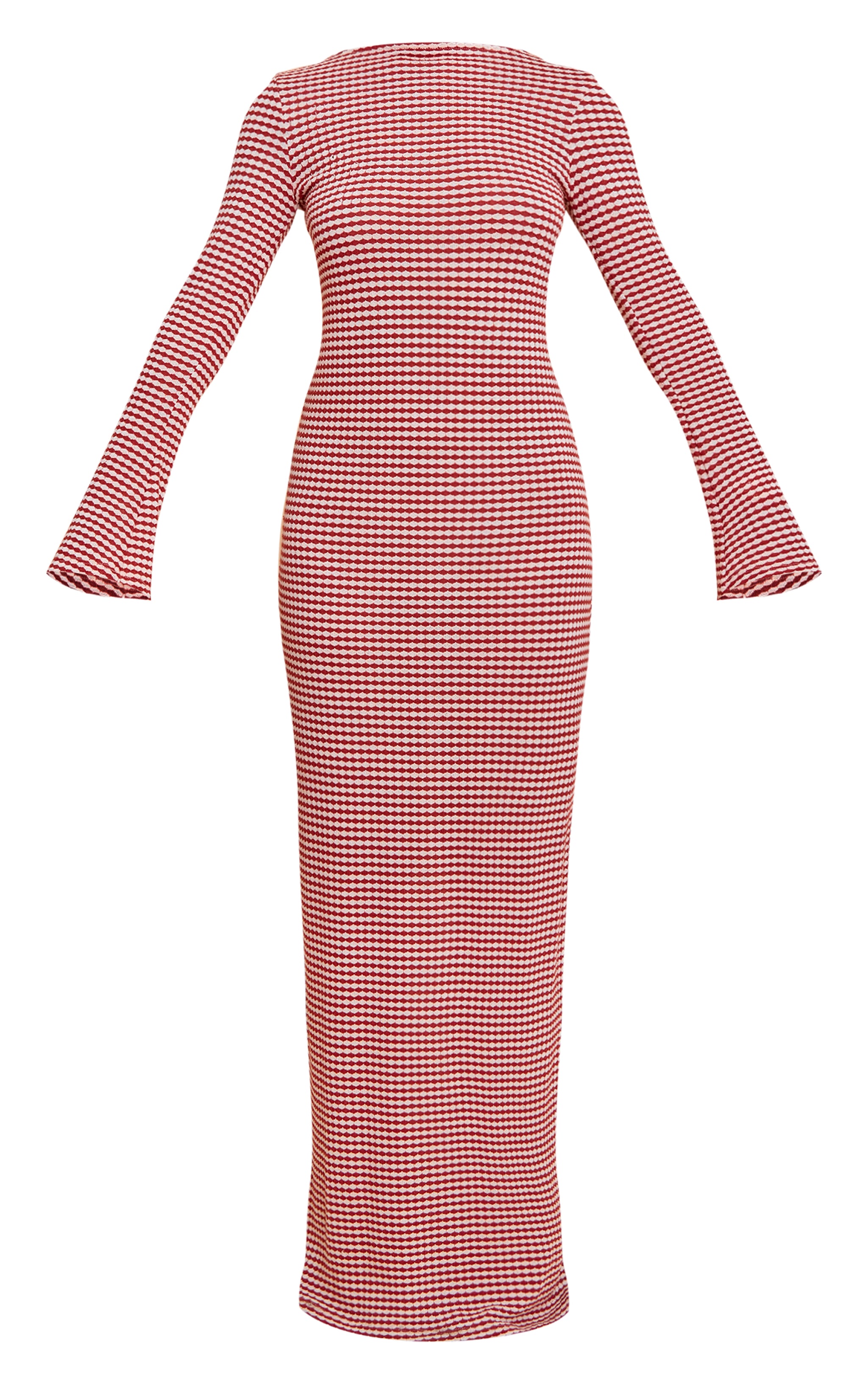 Rust Monochrome Textured Scoop Back Long Sleeve Maxi Dress image 5