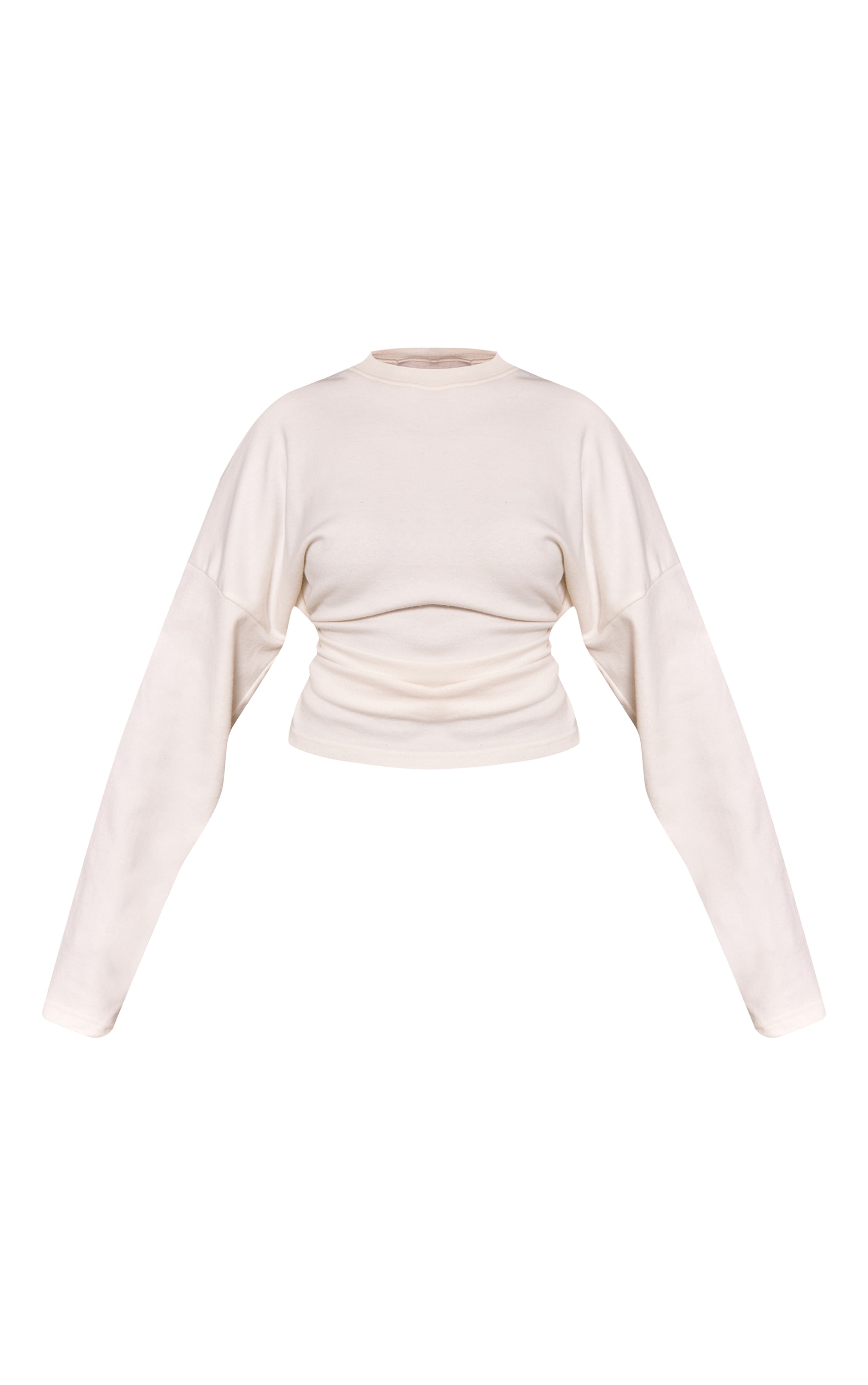 Petite Cream Ruched Waist Long Sleeve Top image 5