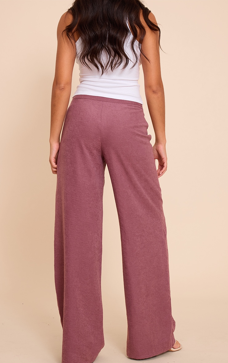 Deep Purple Peachskin Seam Detail Straight Leg Pants image 3
