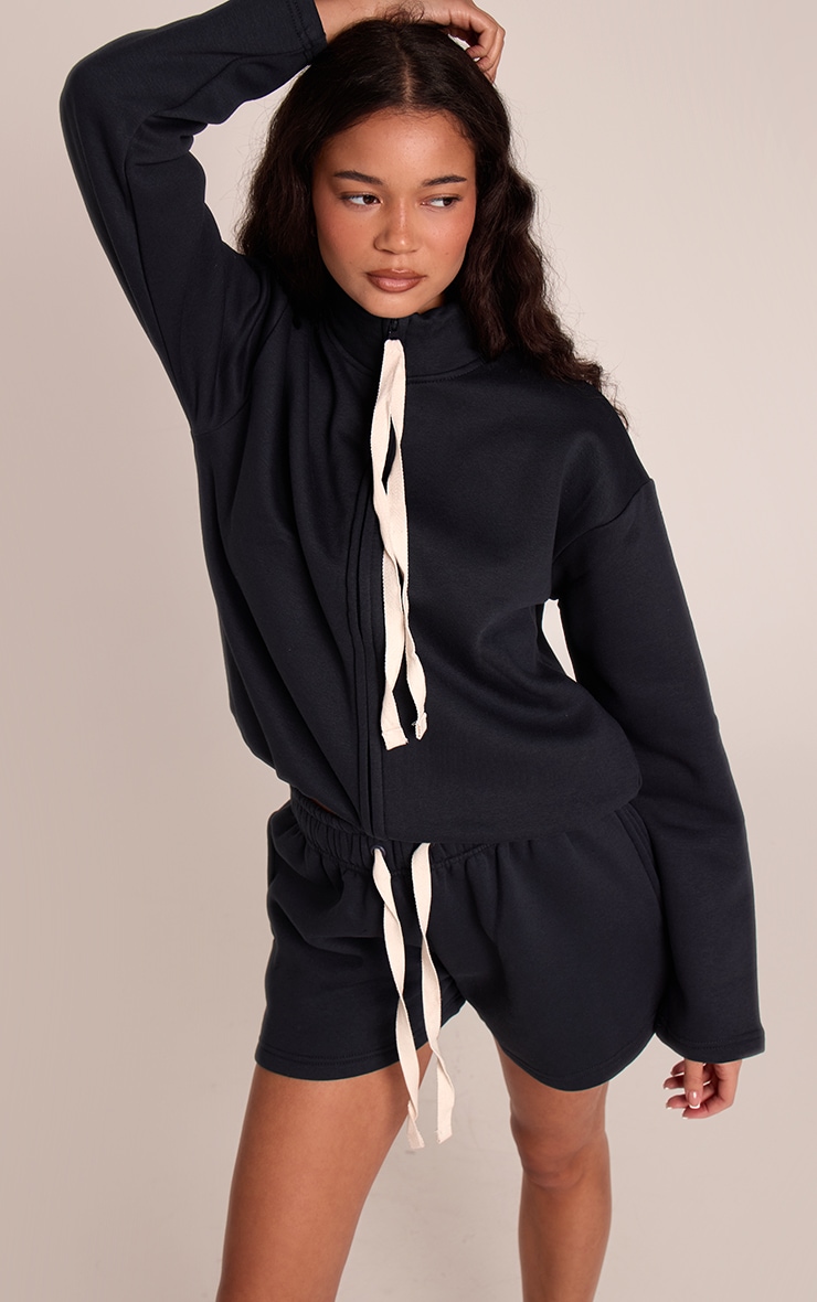 Navy Contrast Drawcord Sweat Shorts image 4