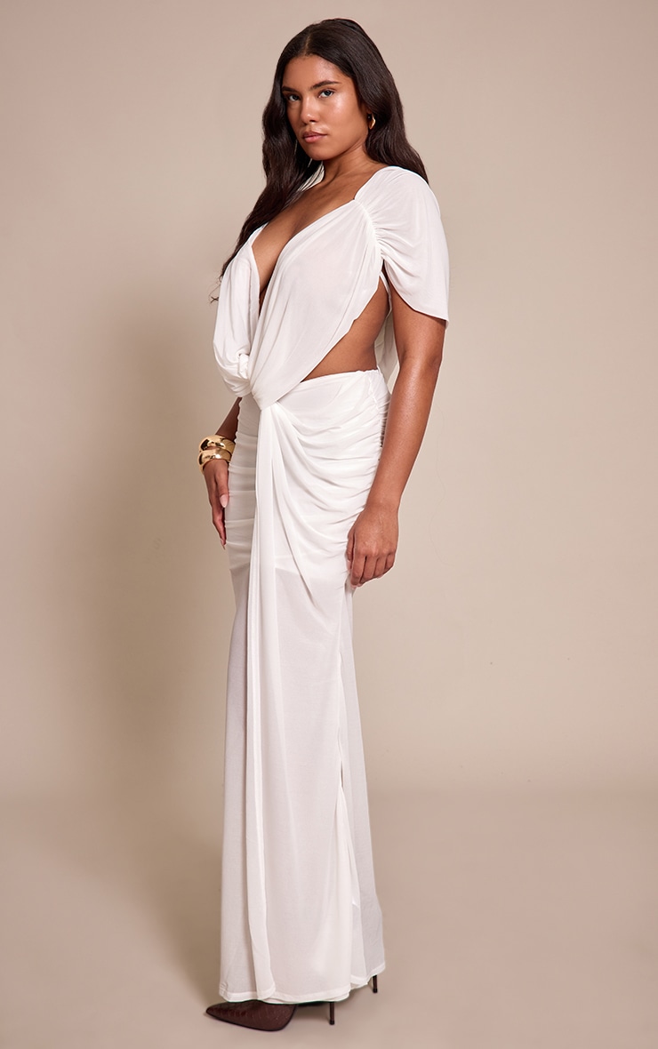 Shape White Mesh Cutout Maxi Dress image 3