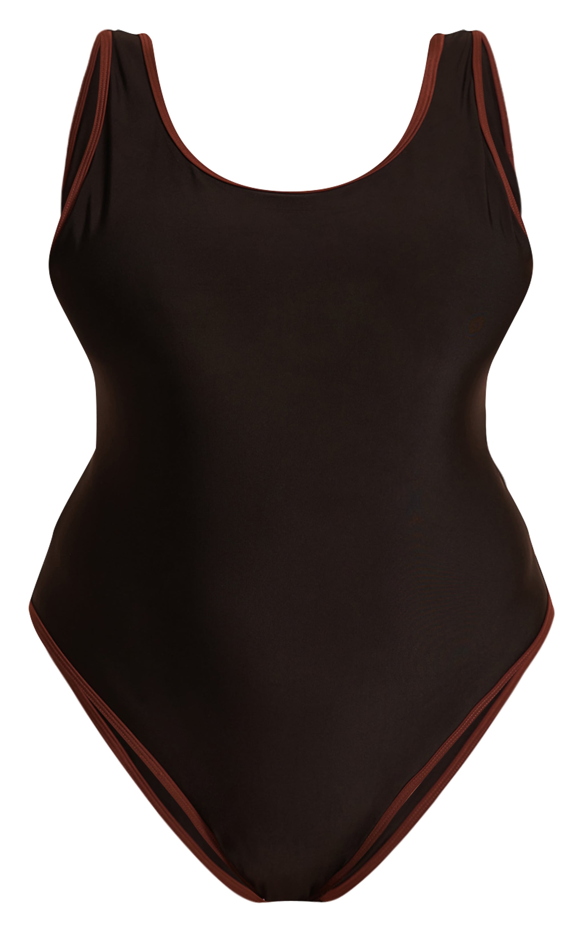 Plus Black Contrast Binding Scoop Back Swimsuit image 5