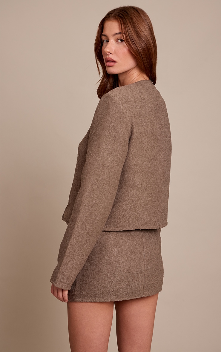 Veste bomber bouclée gris champignon à zip image 2