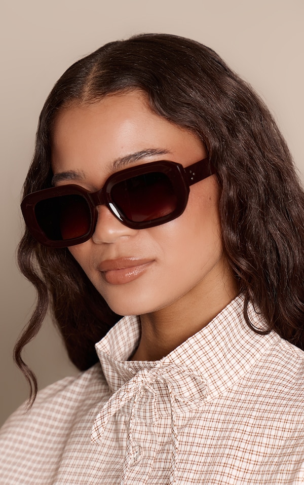 Chocolate Chunky Curved Square Sunglasses