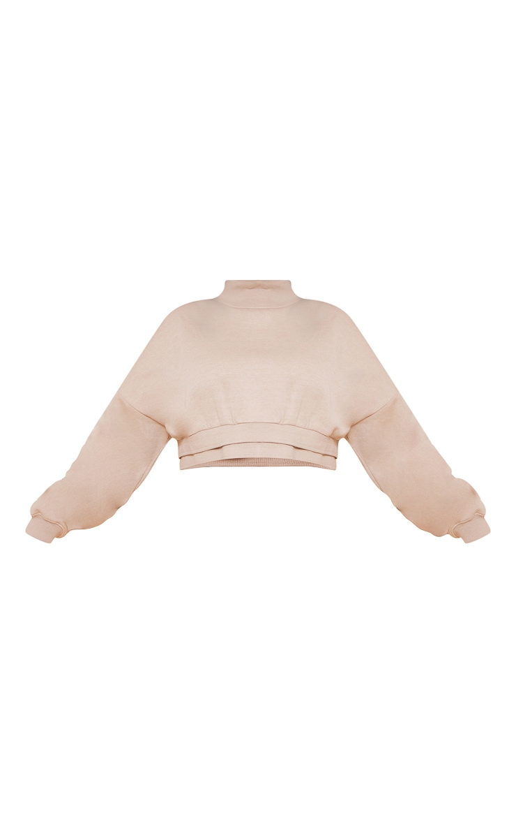 Plus Stone High Neck Cropped Sweatshirt image 5