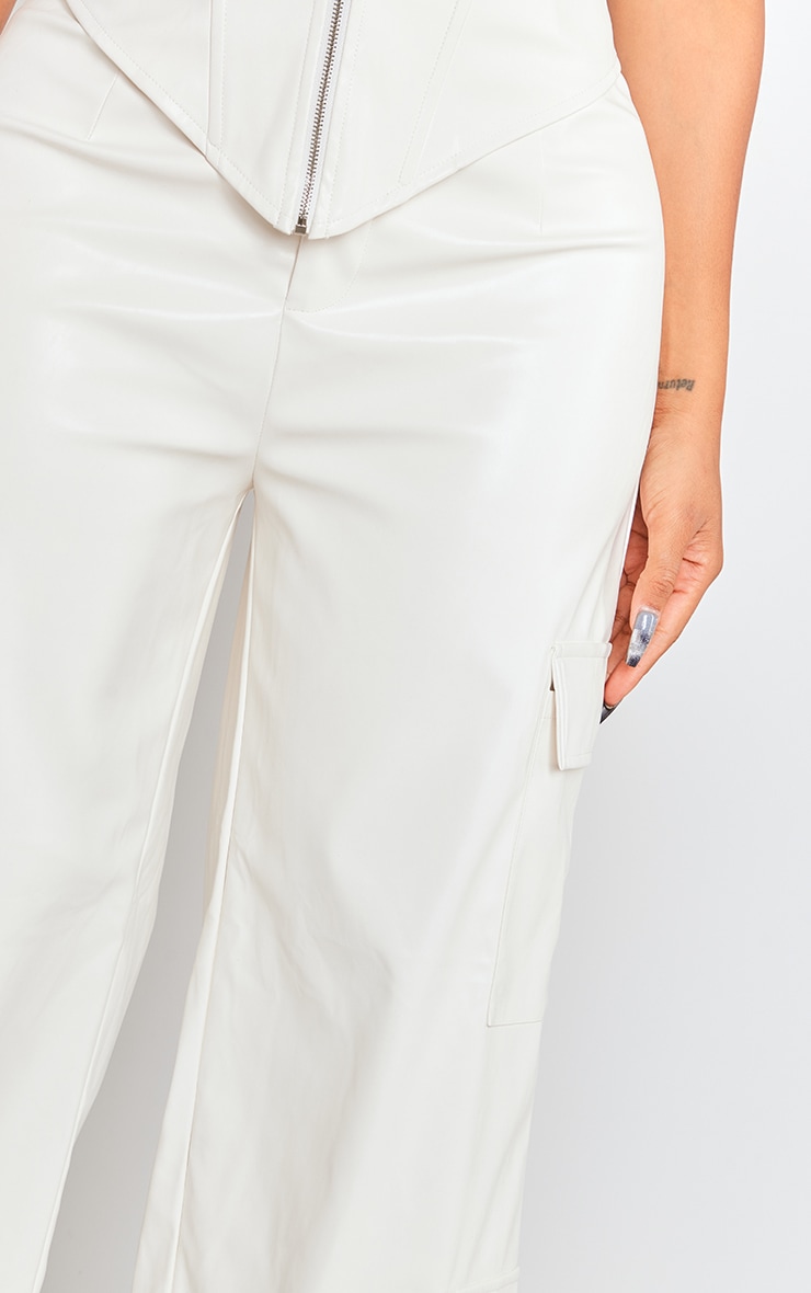 Shape White Faux Leather Straight Leg Cargo Pants image 4