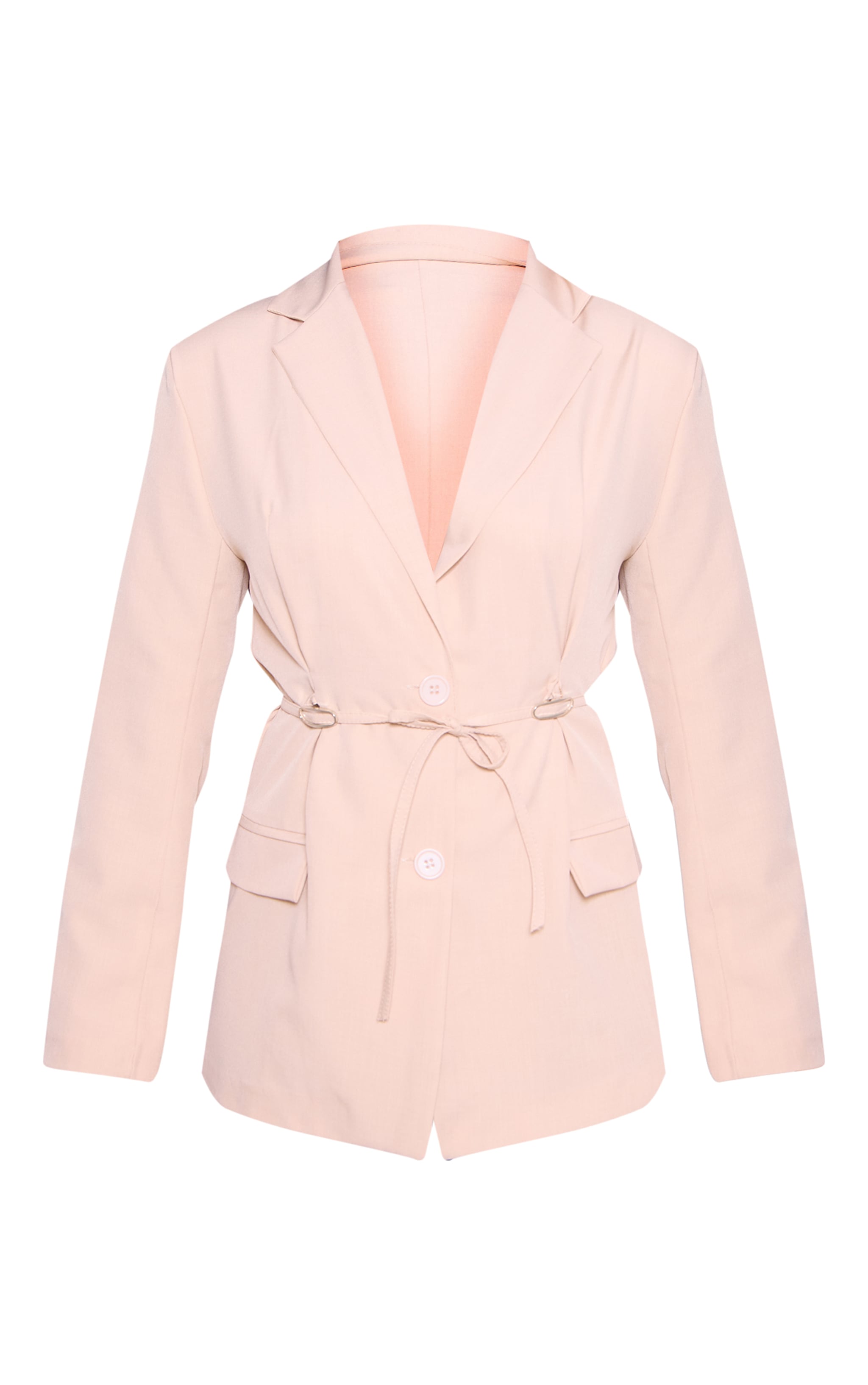 Beige Tie Front Bow Detail Blazer image 5